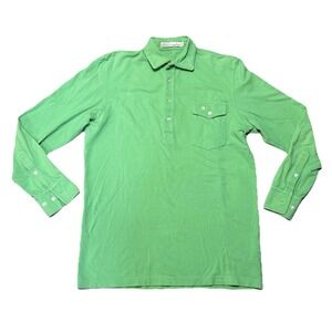 Criquet Polo Shirt Mens Medium Green Long Sleeve Golf Golfer Office Pique Casual